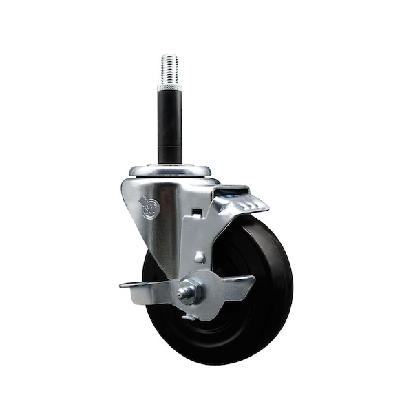 4'' Hard Rubber Swivel 3/4'' Expanding Stem Caster with Brake